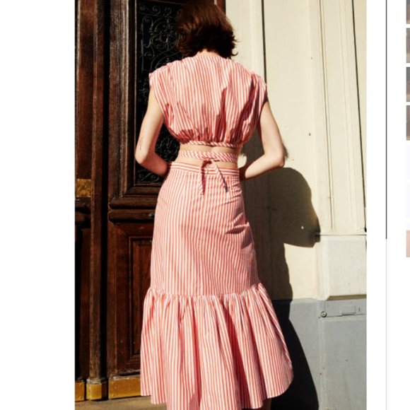 NWT ZARA STRIPED POPLIN SKIRT TOP SET SMALL - Picture 4 of 8